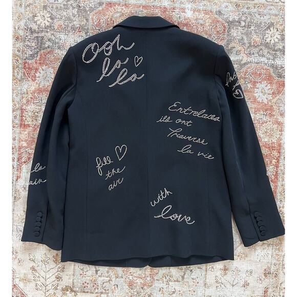 Cinq A Sept Cindie Embellished Black Blazer Jacket Womens Size 6 - Picture 11 of 11